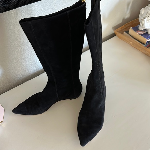 Oscar de la renta - black suede knee high boots size 7 1/2 - Picture 2 of 14